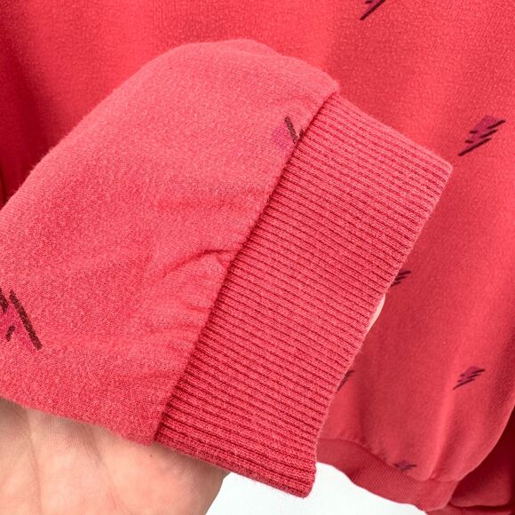 MARINE LAYER Red Lightning Print Crew Neck Pullover Sweater Sweatshirt Size S - Picture 3 of 5